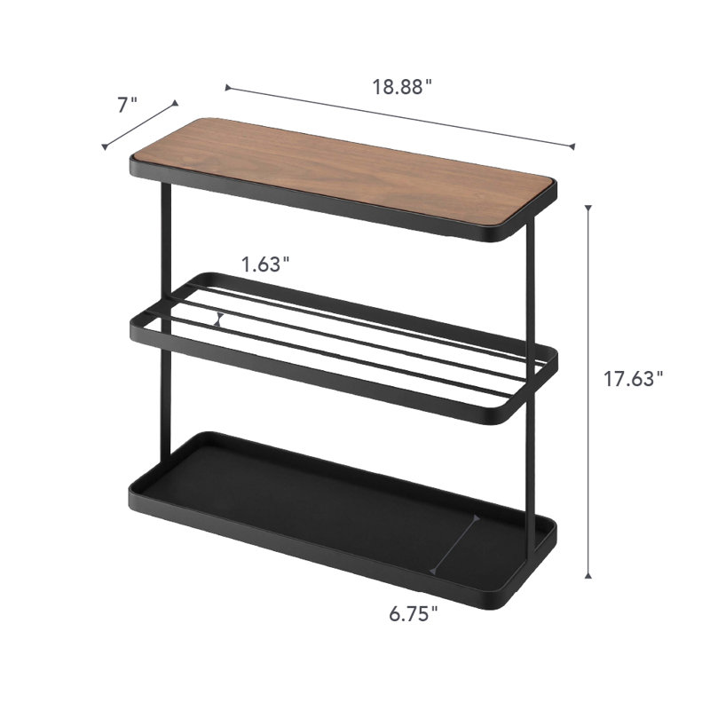 Yamazaki USA Tower Yamazaki Home Side Table With Storage Tier Shelves
